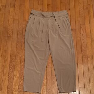 Athleta Brooklyn Skyline Pants with Tie Belt (Tan)